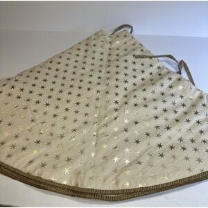 Wondershop Hold Star Print Christmas Holiday Tree Skirt Cotton Jute 42" diameter